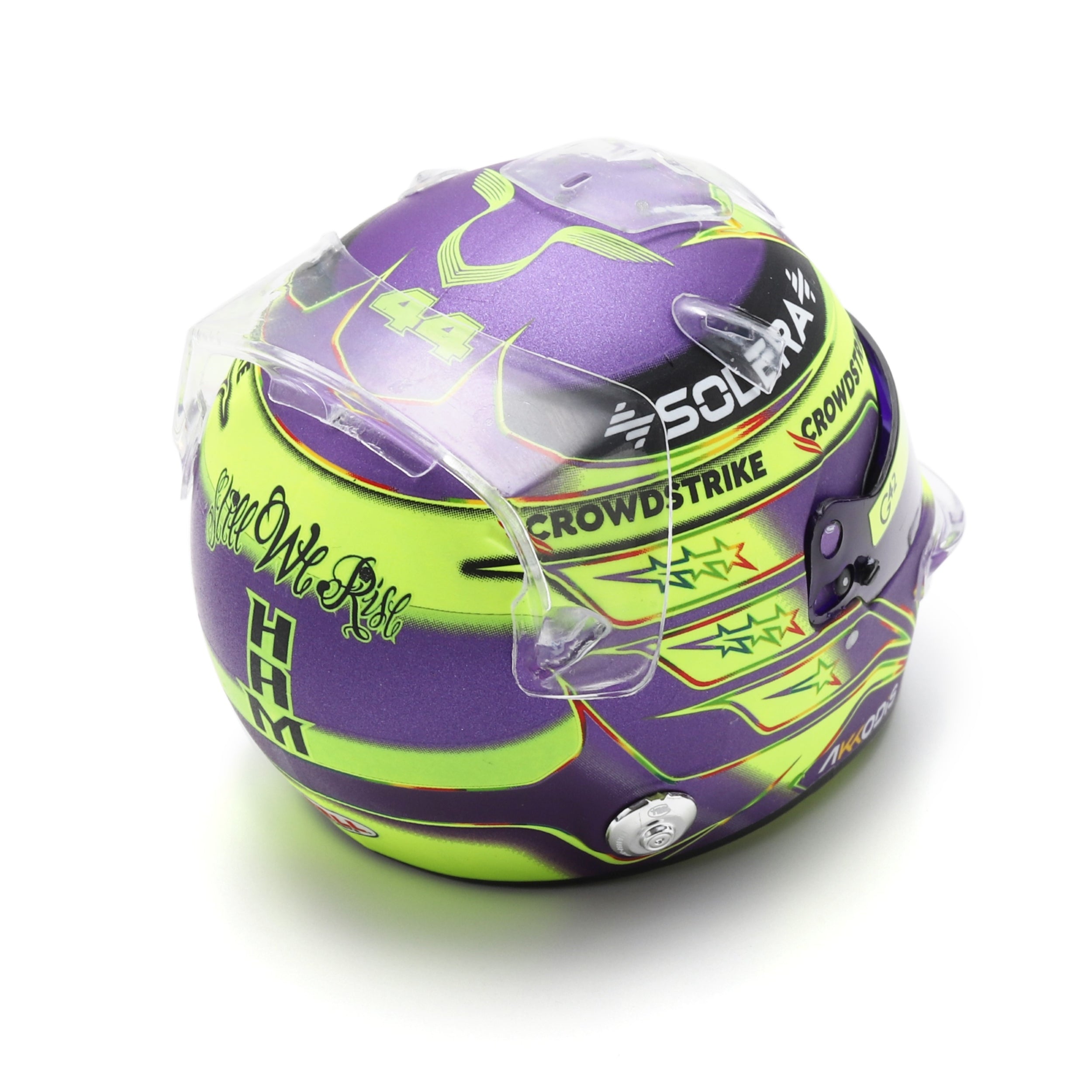 Mercedes AMG Petronas Lewis Hamilton 2024 British GP Winner Spark Mini Helmet-Multicolour-1:5 Scale