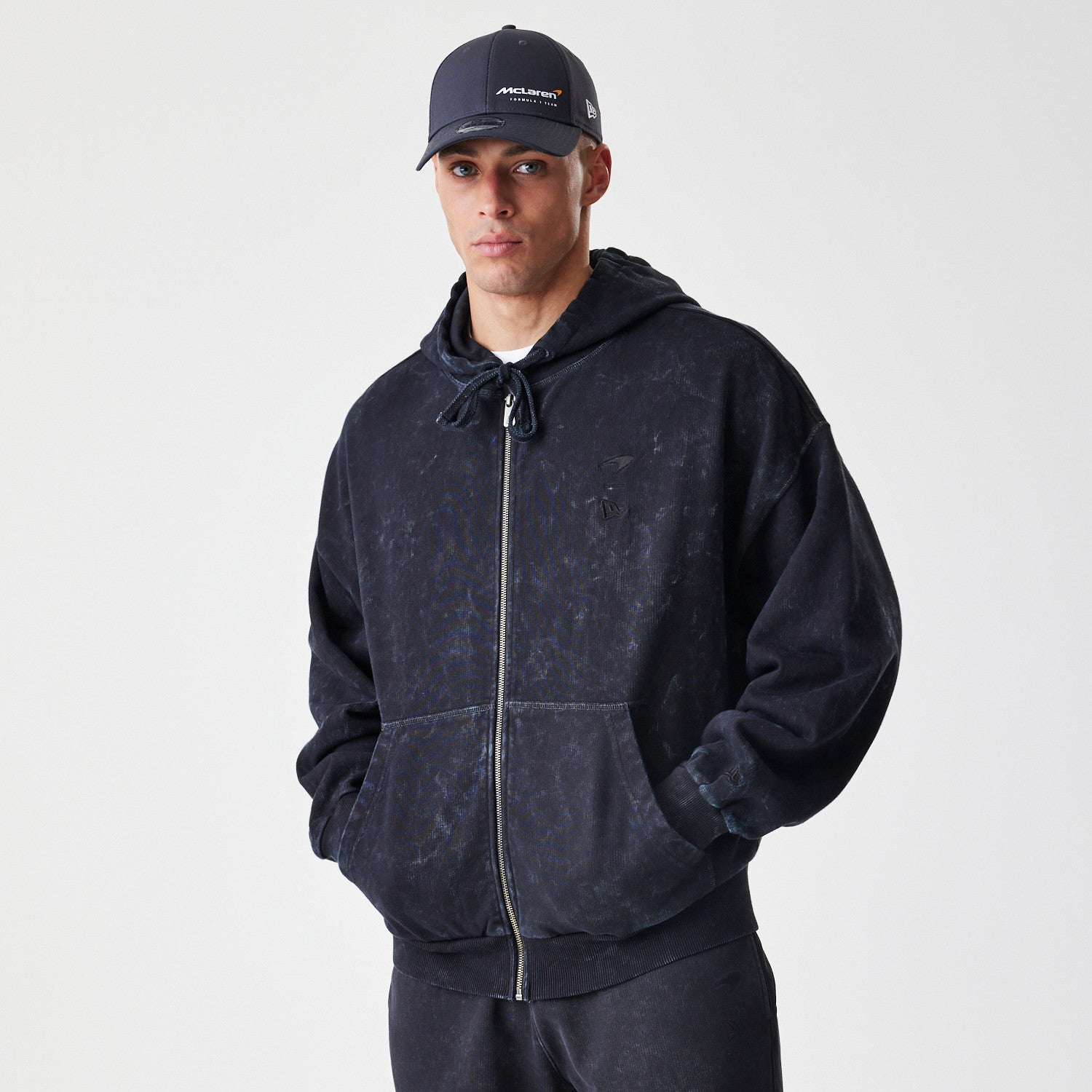 McLaren Racing F1 Washed Full Zip Oversized Hoodie Adults - Black