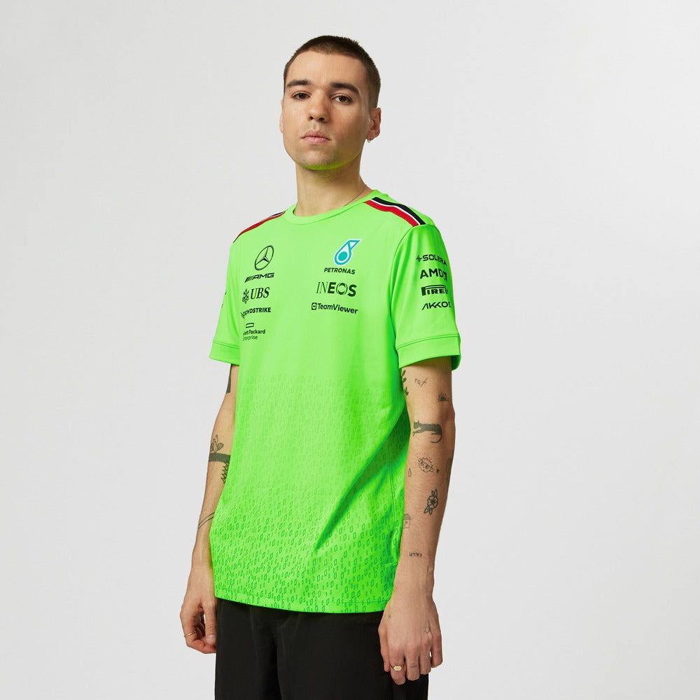 Mercedes AMG Petronas F1 2023 Team Set Up Tee Mens - Volt Green
