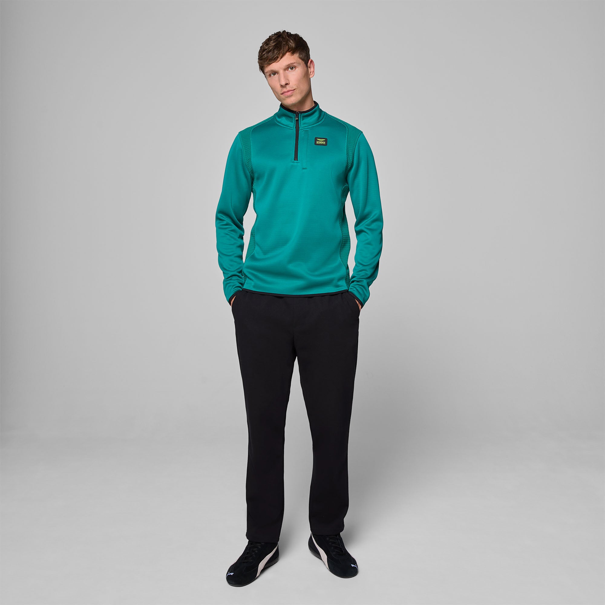 Aston Martin F1 Quarter Zip Sweat Mens - Green