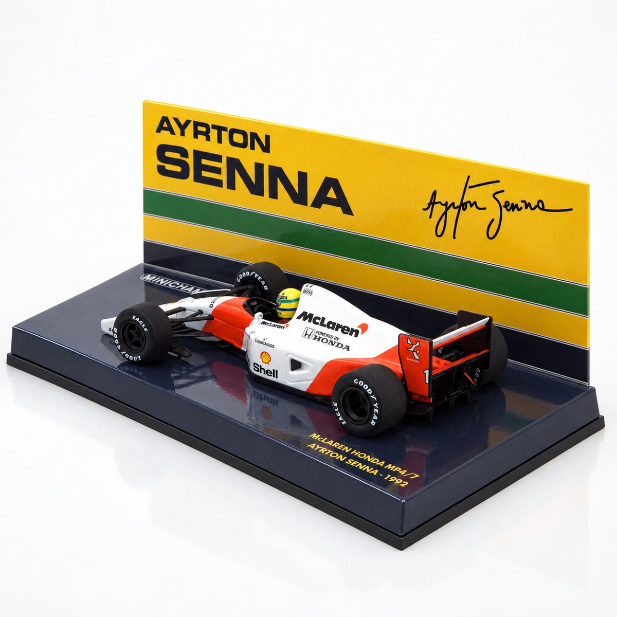 Minichamps McLaren Honda MP4/7 Ayrton Senna 1992 F1 Car Adults - White/Red - 1:43 Scale