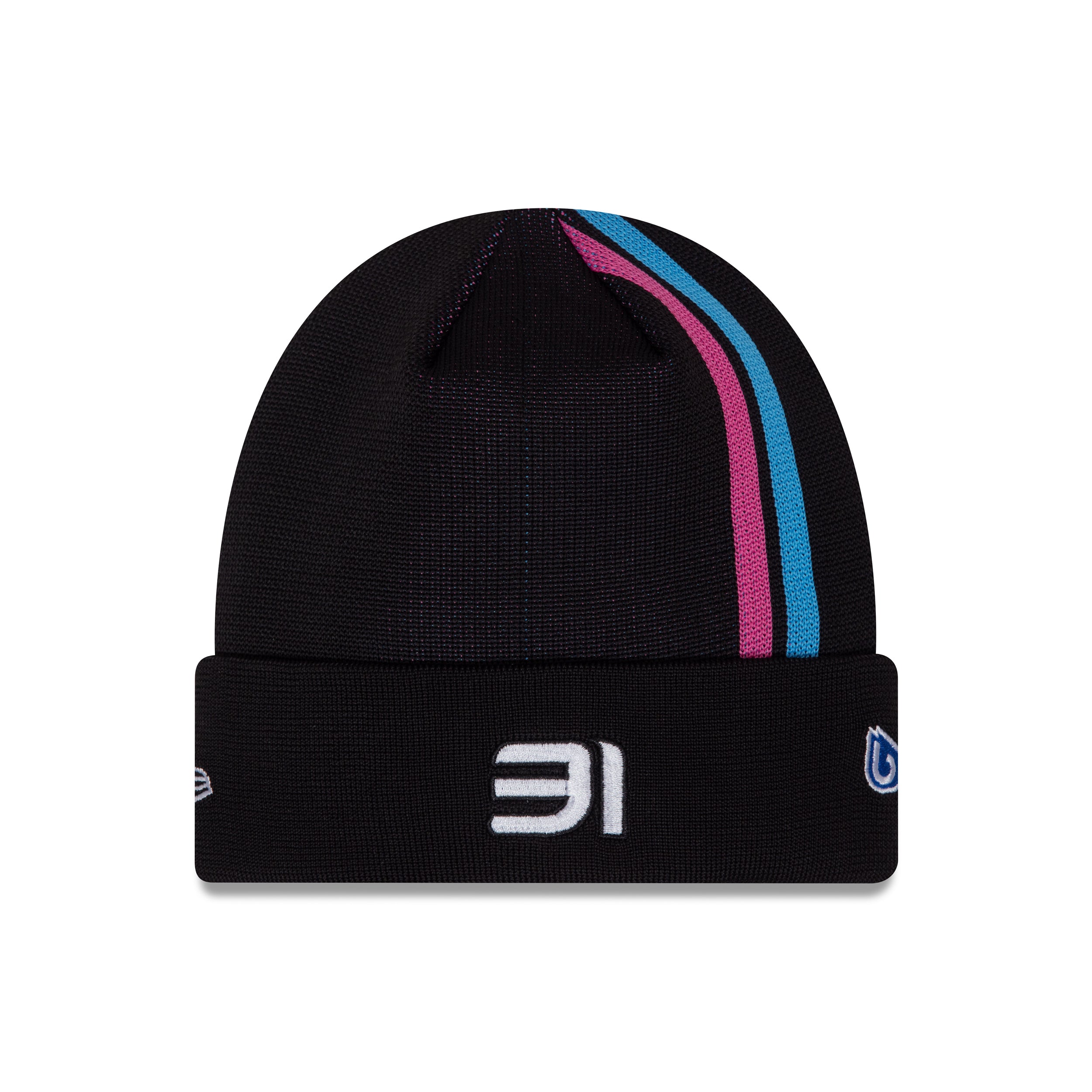 Alpine F1 Estaban Ocon Stripe Knit Beanie Adults - Black