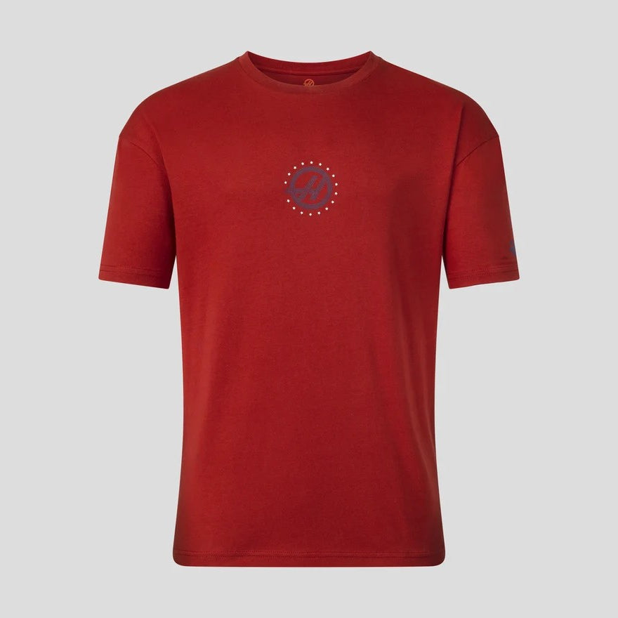 Haas F1 Roundel T-Shirt Unisex - Red Dahlia