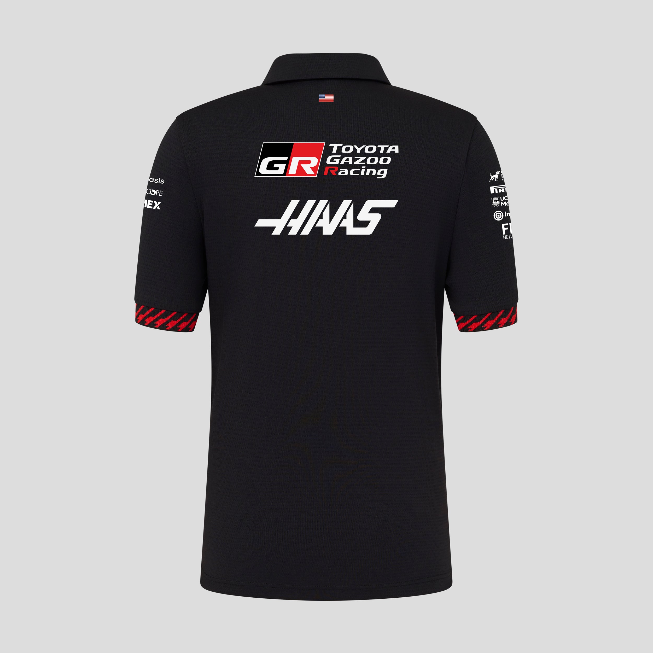 Haas F1 Team 2026 Short Sleeve Polo Kids - Caviar / Flame Scarlet