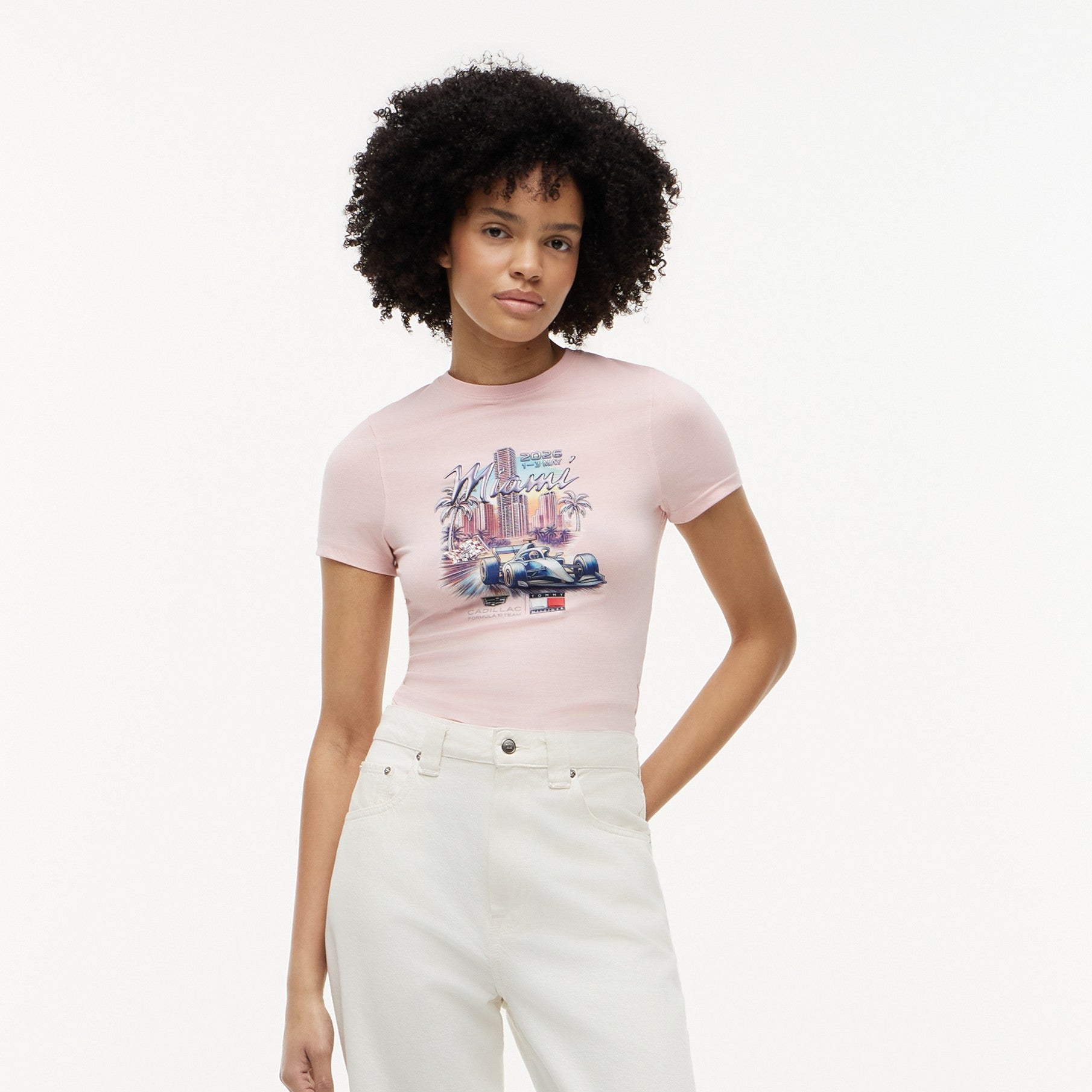 Cadillac F1 X Tommy Hilfiger Baby Tee Miami Womens - Delicate Pink