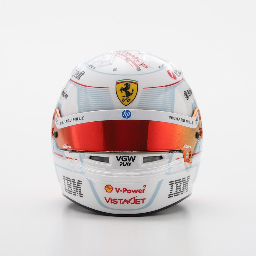 Looksmart Scuderia Ferrari F1 Team Charles Leclerc 2025 Monaco GP Mini Helmet Adults - White - 1:5 Scale